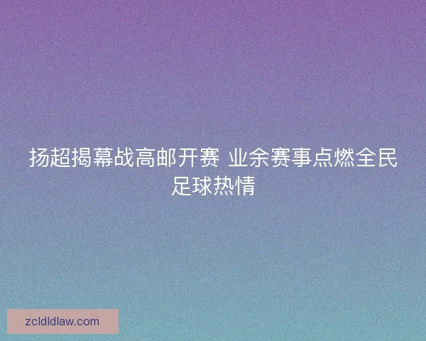 扬超揭幕战高邮开赛 业余赛事点燃全民足球热情